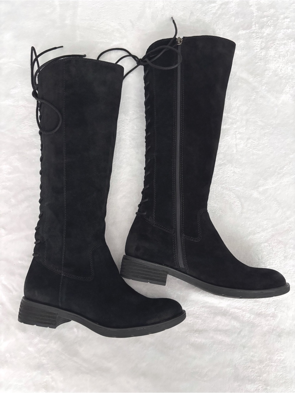 SÖFFT Sharnell II Black Suede Waterproof Low Heel Tall Boots--NEW--6.5